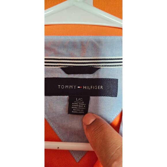 Tommy Hilfiger Polo Shirt Men’s Large Orange Short Sleeve Casual New Without Tag - Picture 2 of 3